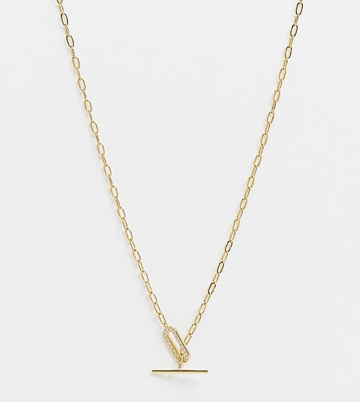 Shashi Embellished T-bar Chain Necklace In Gold Vermeil Plated Sterling Silver