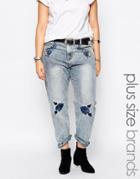 Alice & You Relaxed Boyfriend Jean With Embroidery - Blue