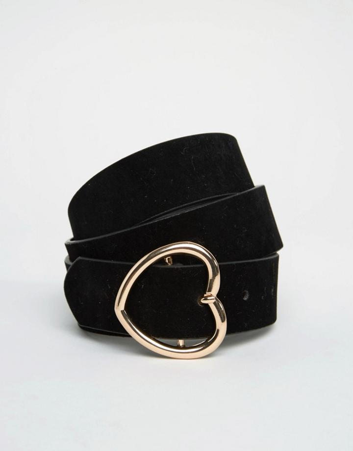 Asos Heart Buckle Waist And Hip Belt - Black