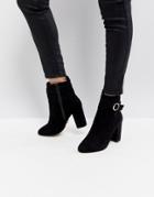 Lipsy Ring Buckle Detail Boot - Black