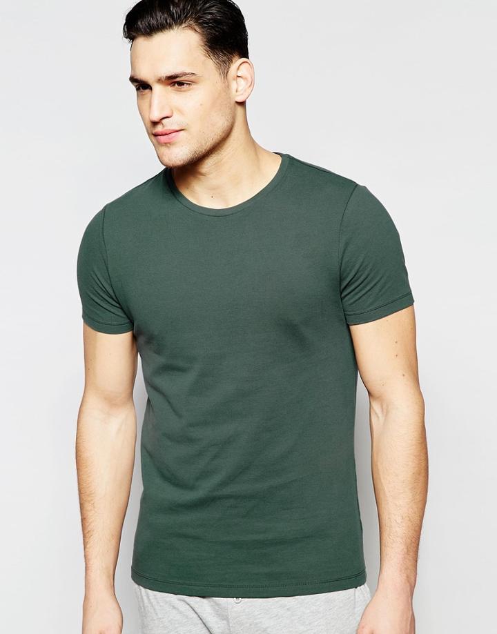 Asos Loungewear Muscle T-shirt In Green - Khaki