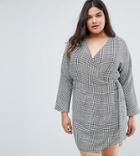 Asos Curve Mini Wrap Dress In Check - Multi