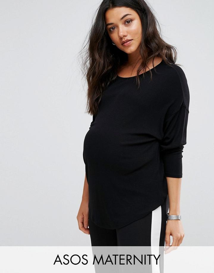 Asos Maternity Oversized T-shirt With Batwing Detail - Black