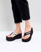 Tommy Jeans 90s Platform Logo Flip Flops - Black