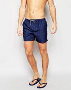 Brave Soul Palm Print Swim Shorts - Blue