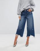 Blank Nyc Wide Leg Jean With Distressing - Blue