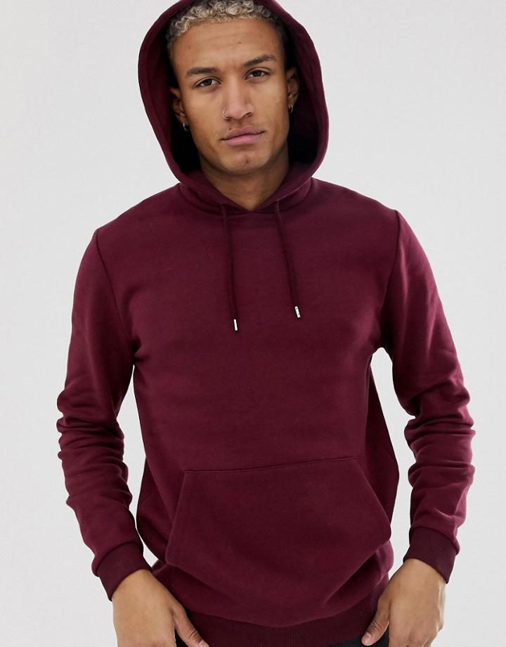 Asos Design Hoodie In Burgundy-red