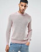 New Look Ribbed Sweater In Acid Wash Pink - Pink