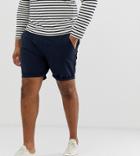 Asos Design Plus Slim Chino Shorts In Navy - Navy