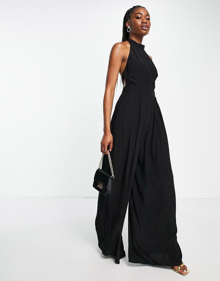 Nobody's Child Hilary Halter Neck Jumpsuit In Black