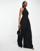Nobody's Child Hilary Halter Neck Jumpsuit In Black