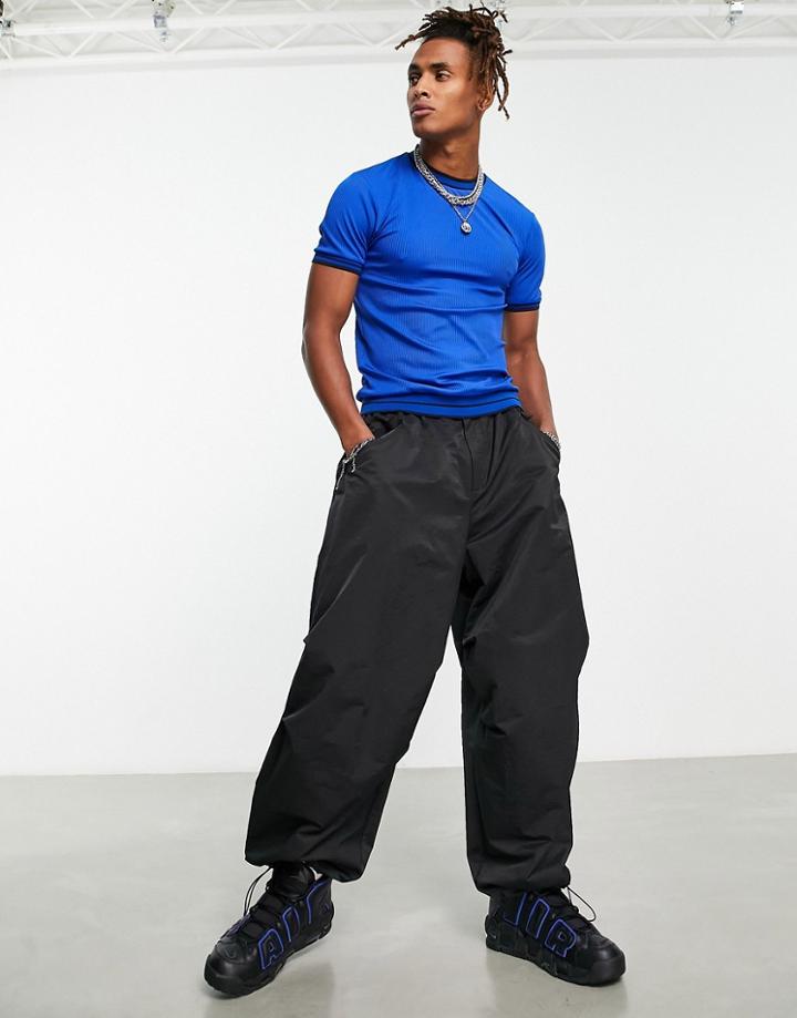 Asos Design Parachute Pants In Black