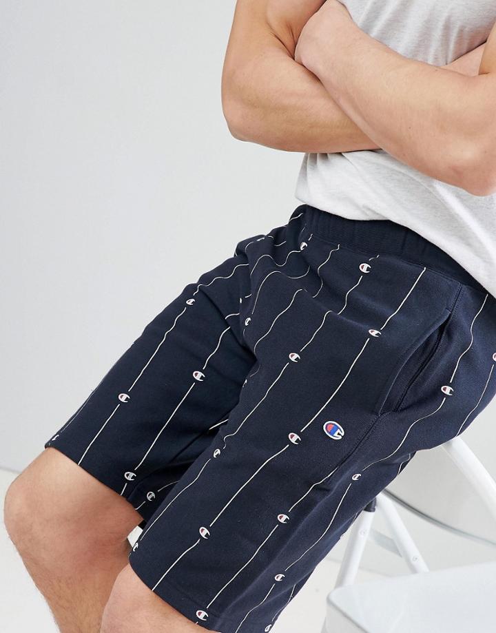 Champion Short With Stripe Logo Print - Navy