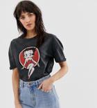 Stradivarius Betty Boop License T Shirt In Gray - Gray