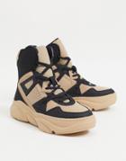 Asos Design Dufa High Top Sneakers In Beige & Black-neutral