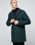 Stanley Adams Wool Rich Slim Lapel Overcoat - Green