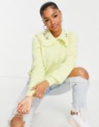 Pieces Embroidered Collar Sweater In Yellow