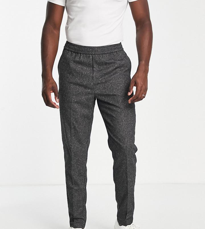 Harry Brown Tall High Rise Pleated Linen Pants-gray