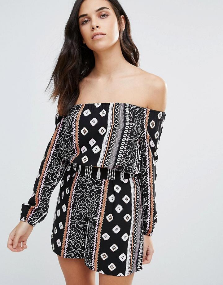 Influence Festival Print Off Shoulder Top - Multi