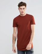 Asos Super Longline Muscle T-shirt With Curved Hem In Red - Hot Spice