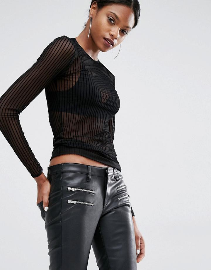 Y.a.s She Stripe Long Sleeve Top - Black