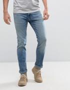 Hollister Skinny Jeans Mid Wash With Knee Slits Distress - Blue