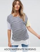 Asos Maternity Nursing T-shirt With Double Layer In Multi Stripe - Multi