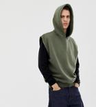 Reclaimed Vintage Overdye Sleeveless Hoodie-green