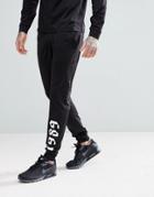 Asos Skinny Poly Tricot Joggers With Print - Black