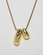 Asos Design Gold Plated Double Fluid Shape Necklace - Gold