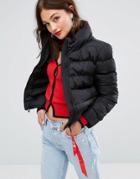 Love Moschino Tube Quilted Funnel Neck Jacket - Black