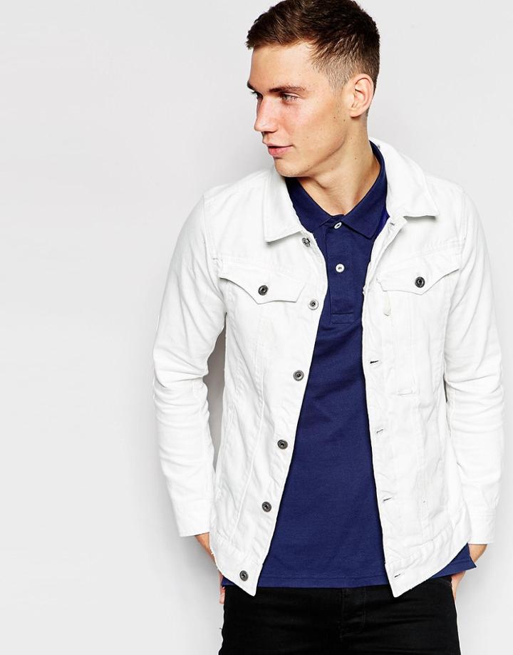 G-star Denim Jacket 3301 3d Slim Fit Stretch 3d White Aged - 3d Aged