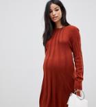 Asos Design Maternity Rib Swing Dress In Knit-red