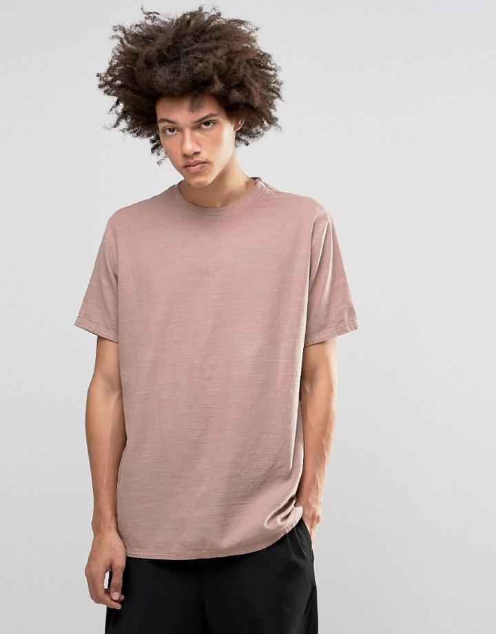 Asos Overhead Shirt In Slub Texture In Dusty Pink - Pink