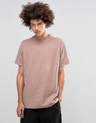 Asos Overhead Shirt In Slub Texture In Dusty Pink - Pink