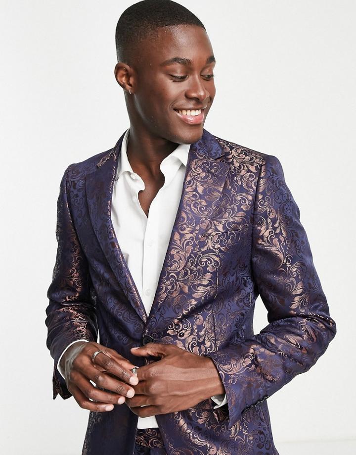 Bolongaro Trevor Super Skinny Suit Jacket In Floral Print-multi