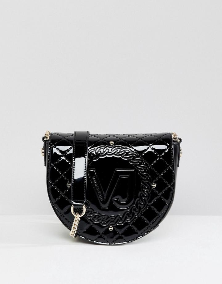 Versace Jeans Patent Saddle Bag - Black