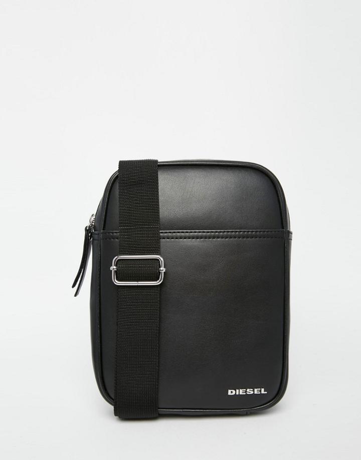 Diesel Fuzzy Leather Flight Bag - Black