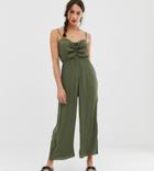 Asos Design Tall Cami Jumpsuit With Gathered Bodice Detail-green