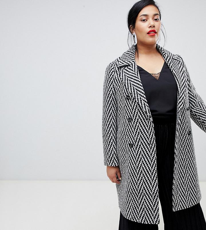 Vero Moda Curve Boucle Double Breasted Coat - Gray