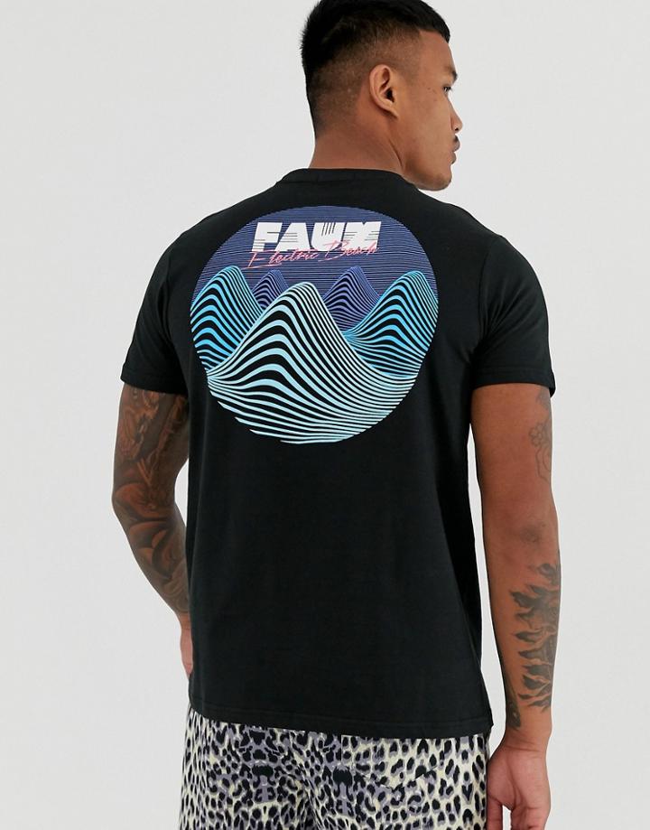 Friend Or Faux Voltage Wave Back Print T-shirt-black