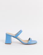 & Other Stories Leather Square Toe Heeled Sandal In Blue-blues