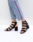 Faith Buckle Block Heeled Sandals - Black