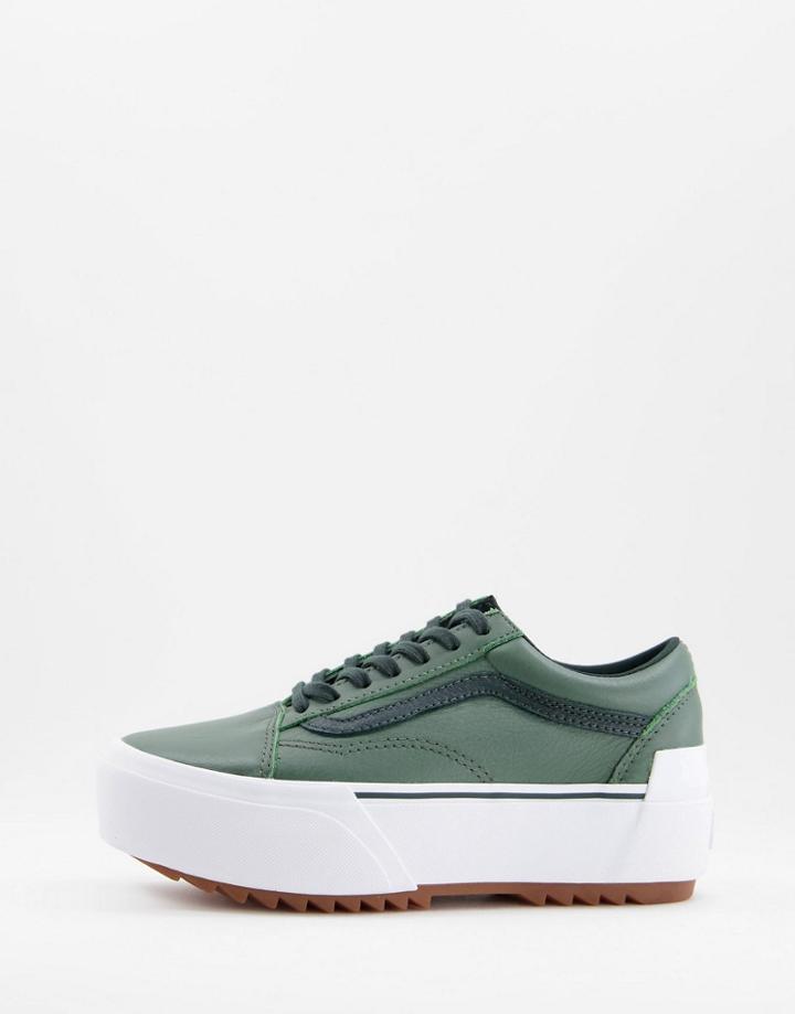 Vans Old Skool Stacked Tumbled Leather Sneakers In Purple-green