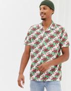 Urban Threads Christmas Short Sleeve Rever Collar Shirt In Candy Cane - Multi