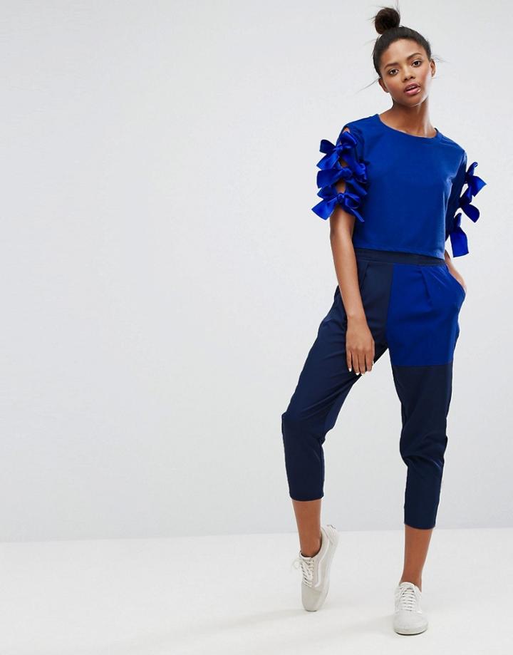Ziztar Dance Pants With Contrast Patch - Blue