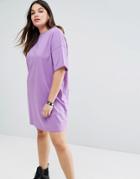 Asos Curve Ultimate T-shirt Dress With Rolled Sleeves - Purple