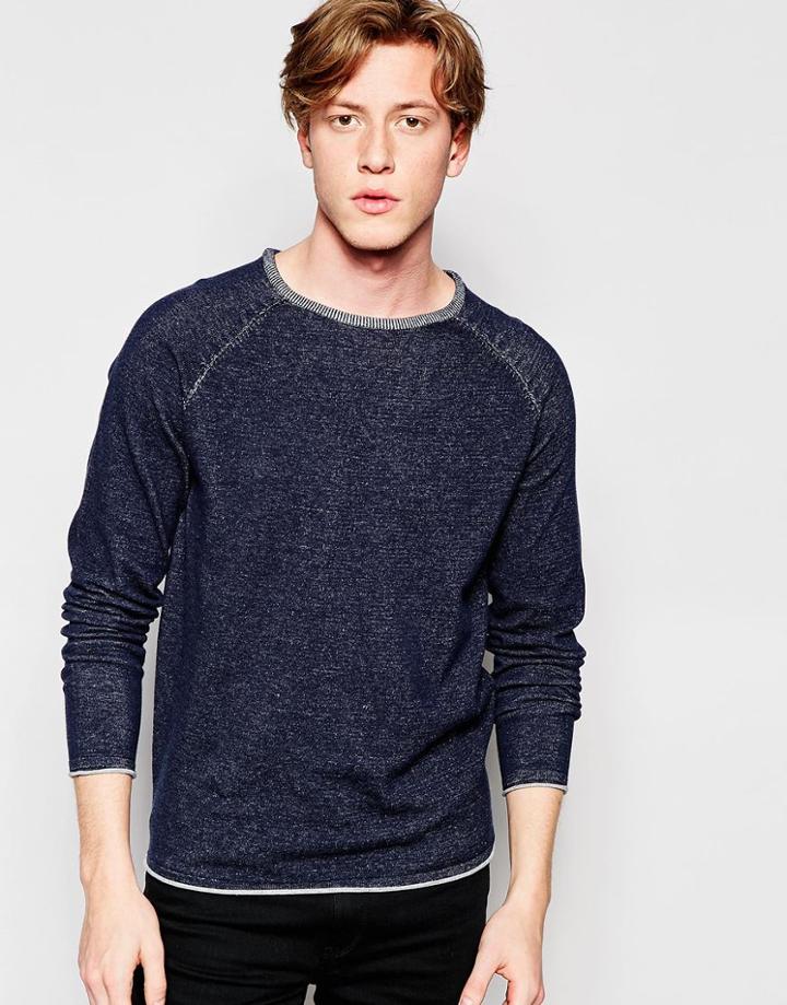 Jack & Jones Raglan Crew Neck Knit - Navy