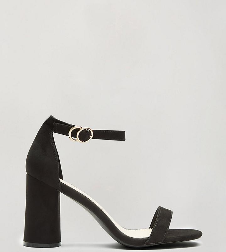 Miss Selfridge Wide Fit Heeled Shoes In Black