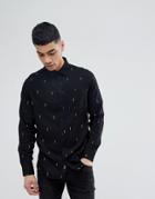 Boohooman Regular Fit Shirt With Thunderbolt Print In Black - Black